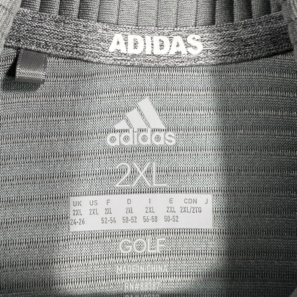 Adidas Sweatshirt Mens 2XL XXL Gray‎ Full Zip Sleeveless Mock Neck Golf Active
